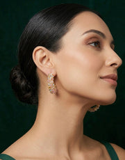 Gold Plated Multicolor Beaded Hoops