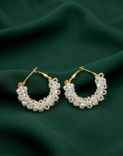 Gold Plated Transparent Beaded Hoops