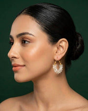 Gold Plated Transparent Beaded Hoops