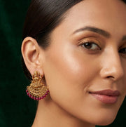 Women Golden South Indian Drop Earrings