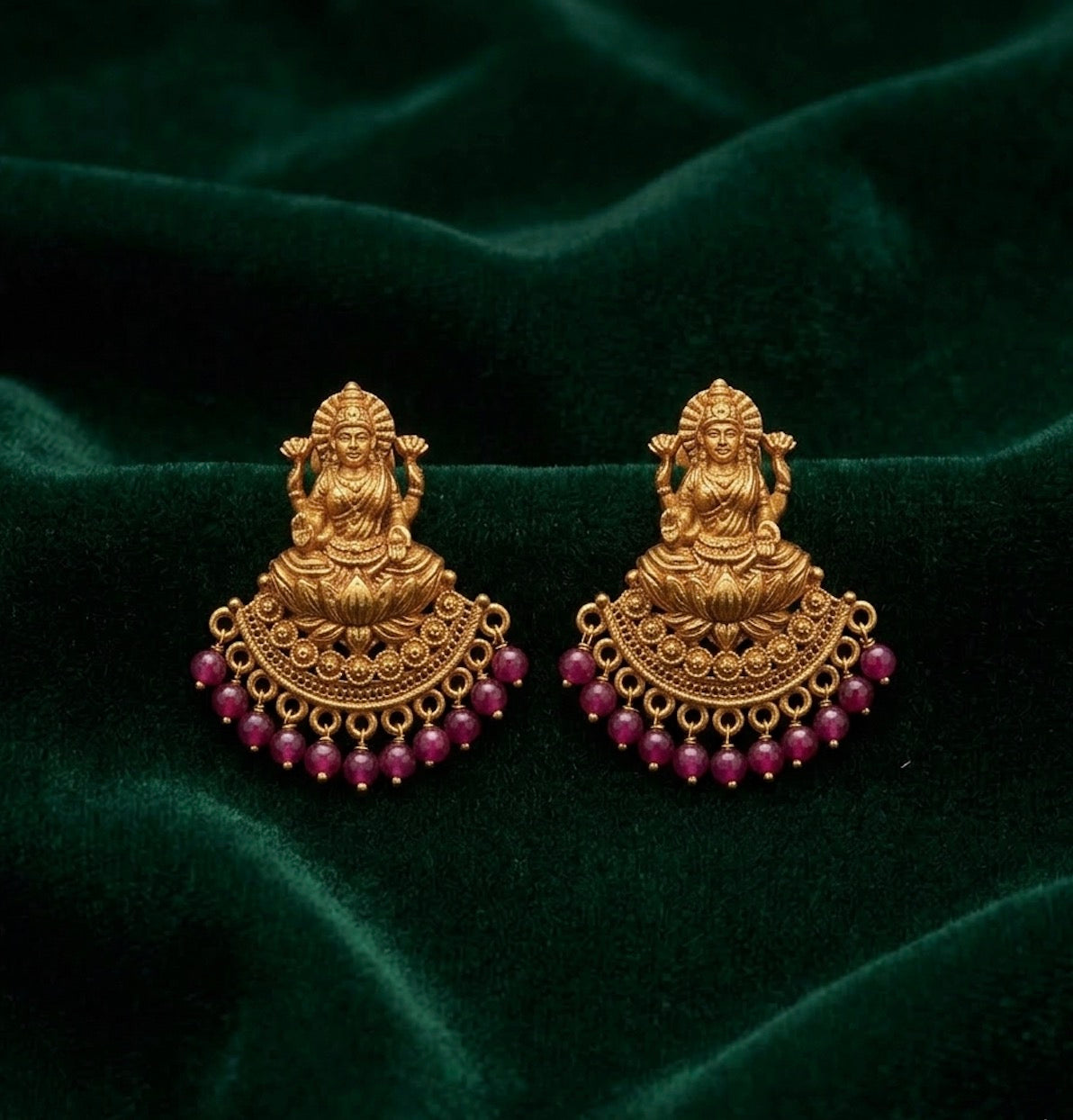 Women Golden South Indian Drop Earrings