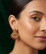 Women Golden South Indian Drop Earrings