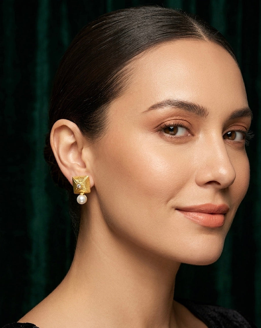 Gold Plated Sqaire Fancy Studs