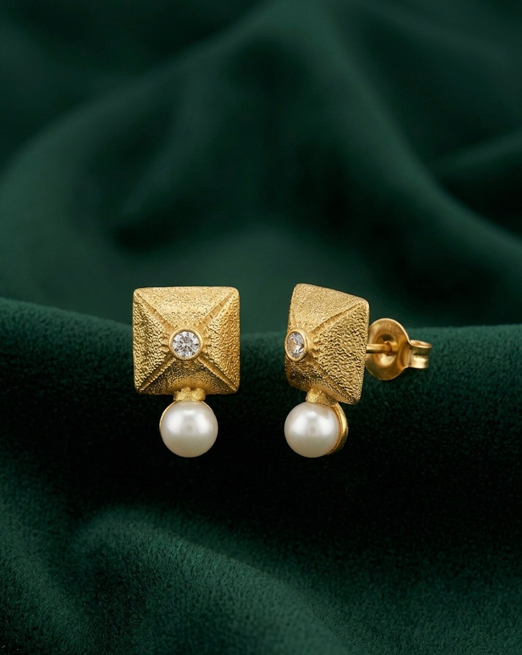Gold Plated Sqaire Fancy Studs