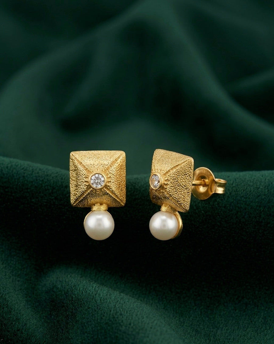 Gold Plated Sqaire Fancy Studs