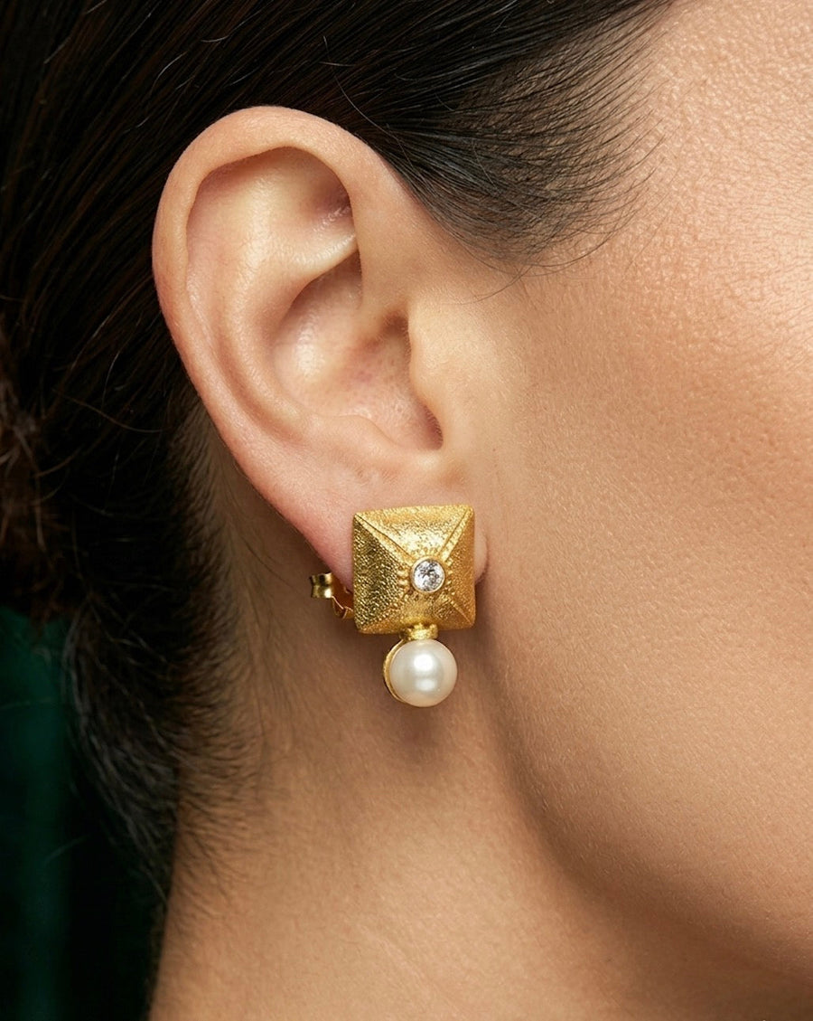 Gold Plated Sqaire Fancy Studs
