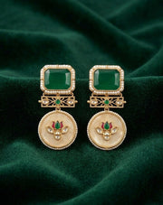 Fancy Green Stone Drop Earrings