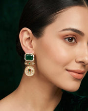 Fancy Green Stone Drop Earrings