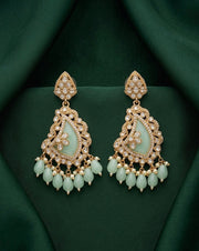 Gold Plated Green Kundan Earrings