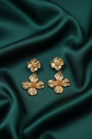 Golden Floral Design Earrings