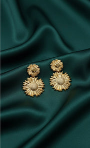 Gold Plated Sun Flower Shaped Earrings