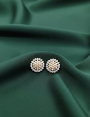 Trendy White Beaded Mini Studs