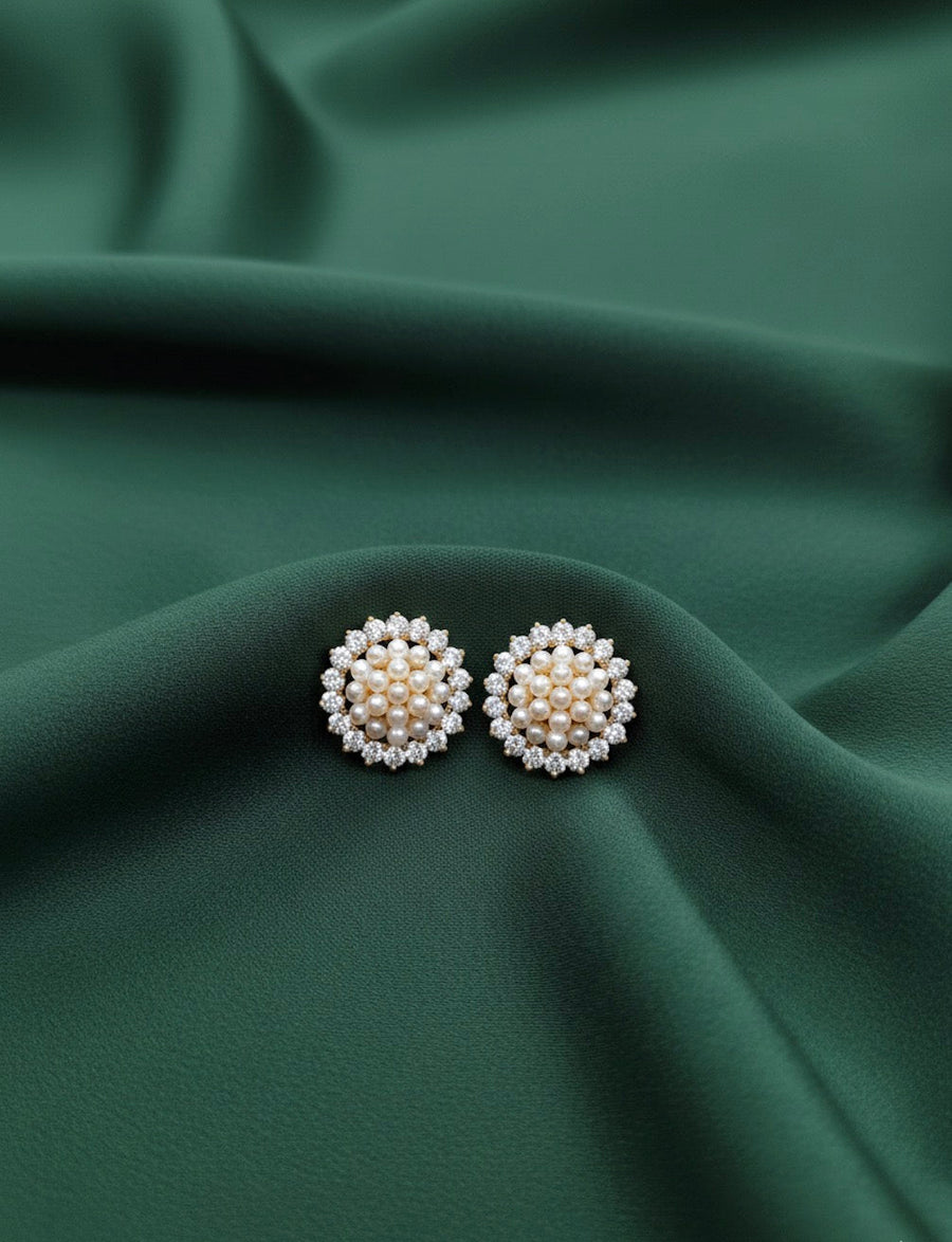 Trendy White Beaded Mini Studs