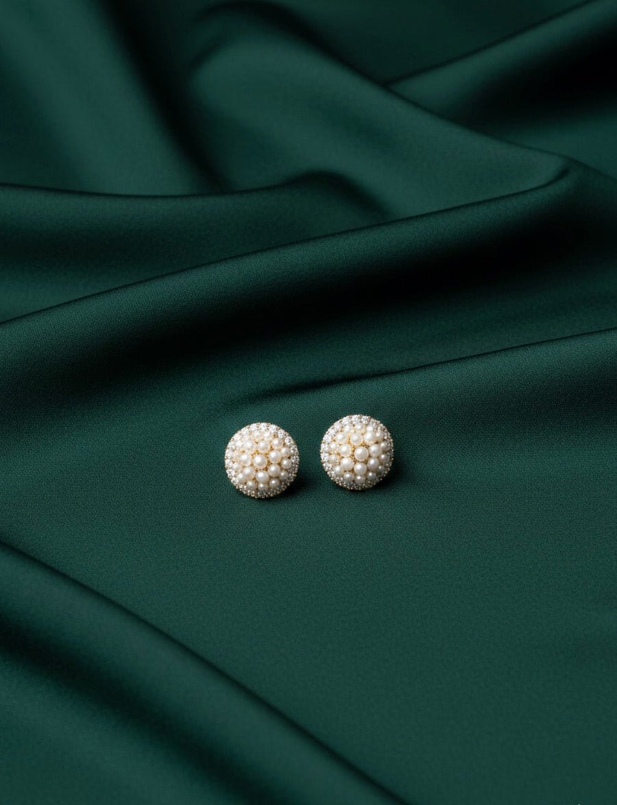 Trendy White Beaded Mini Studs