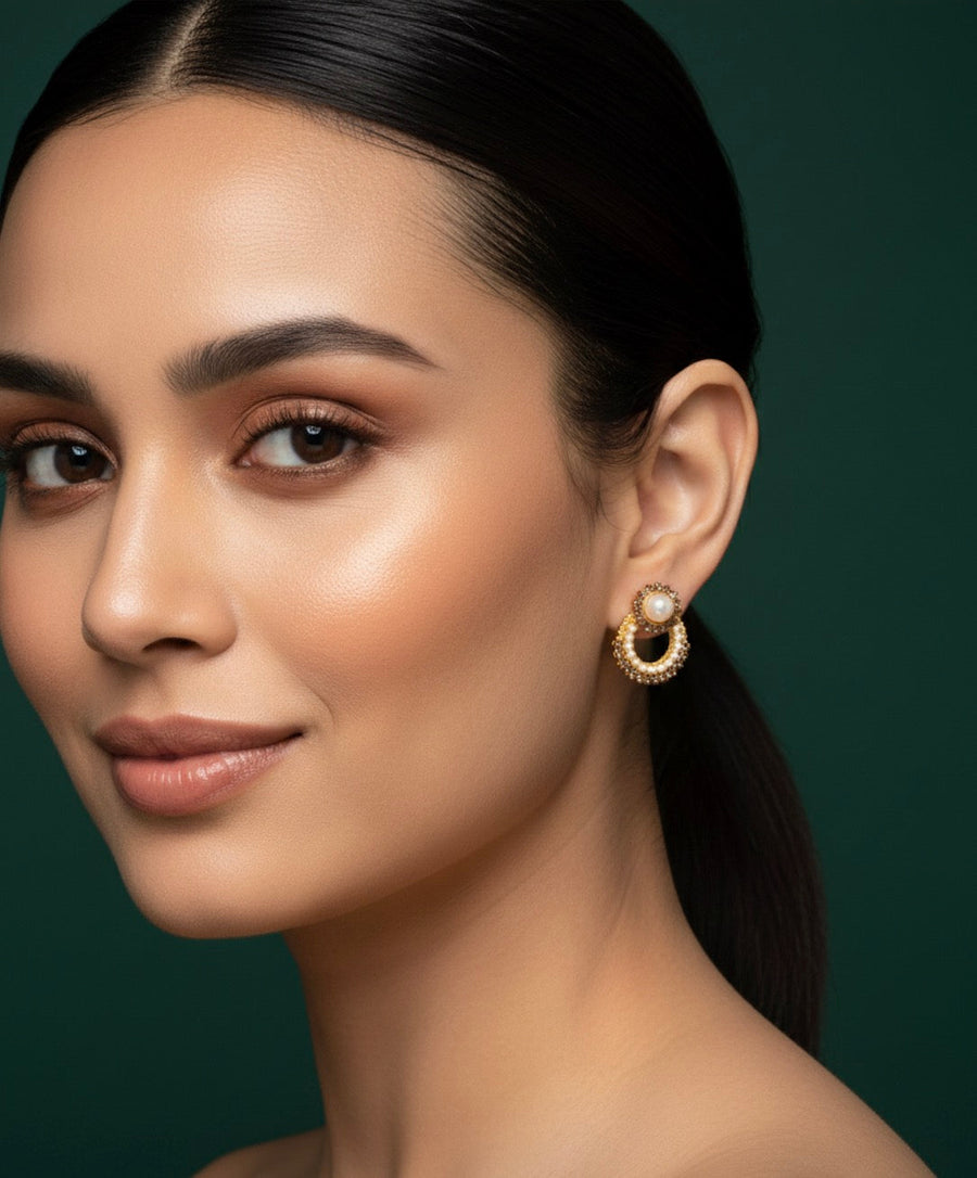 Golden Artificial Beaded Mini Studs