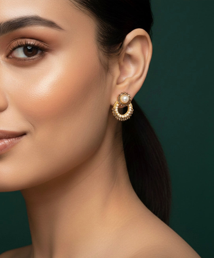 Golden Artificial Beaded Mini Studs