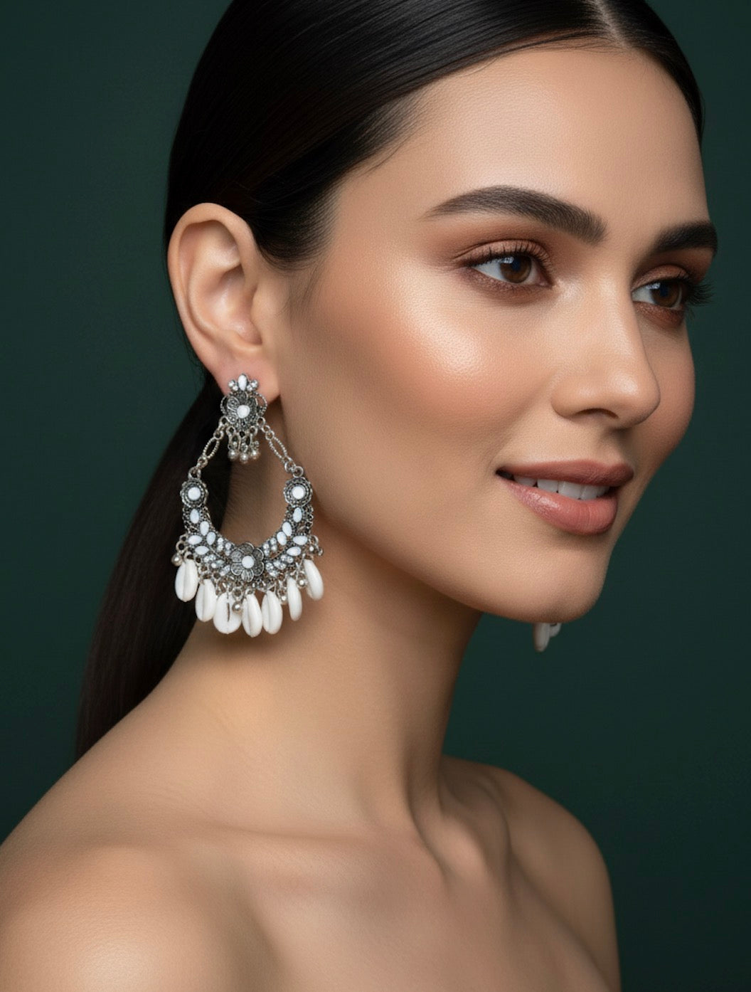 Silver Plated Oxidised Drop Earrings