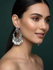 Silver Plated Oxidised Drop Earrings