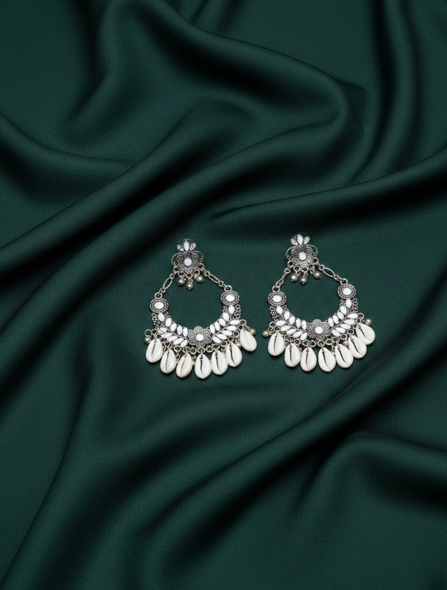 Silver Plated Oxidised Drop Earrings