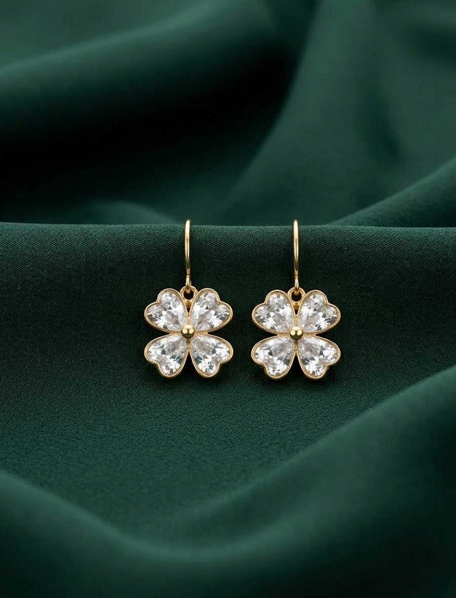 Gold Plated Fancy Flower Shaped Earrings