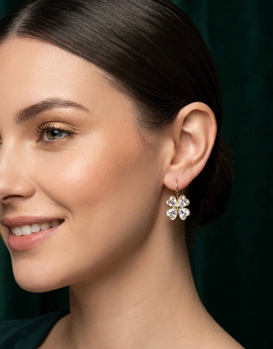 Gold Plated Fancy Flower Shaped Earrings