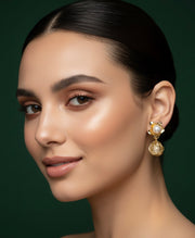 Gold Plated Flower Shaped Drop Earrings
