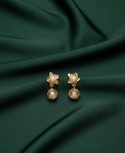 Gold Plated Flower Shaped Drop Earrings
