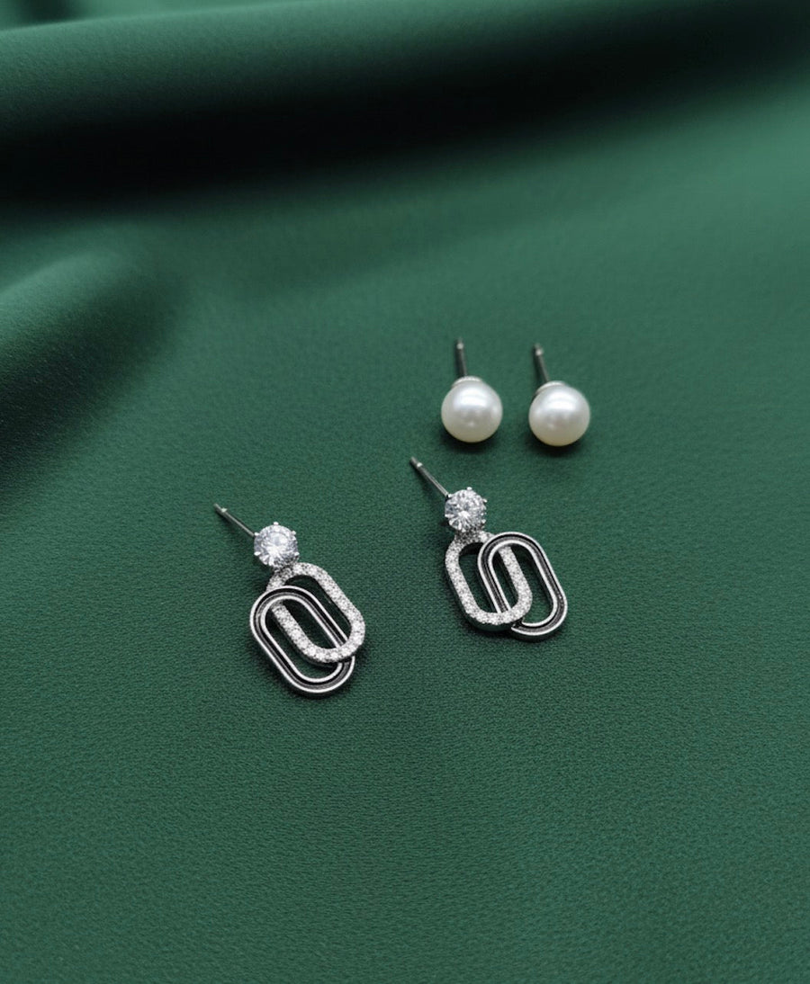 Pack Of 2 Silver Plated Mini Studs