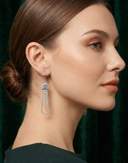 Silver Plated Fancy Diamond Drop Earrings