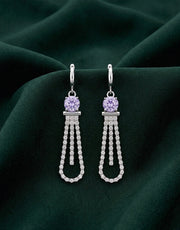 Silver Plated Fancy Diamond Drop Earrings