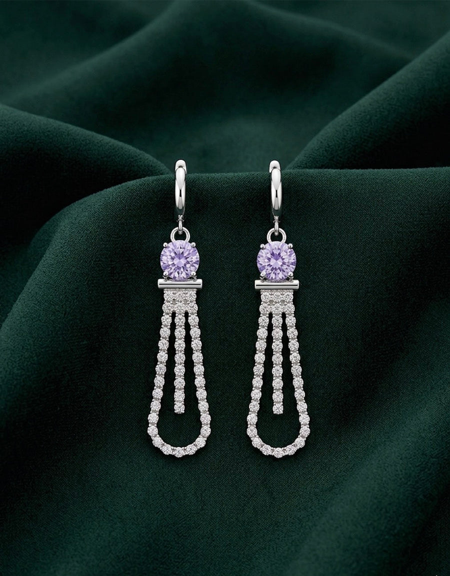 Silver Plated Fancy Diamond Drop Earrings