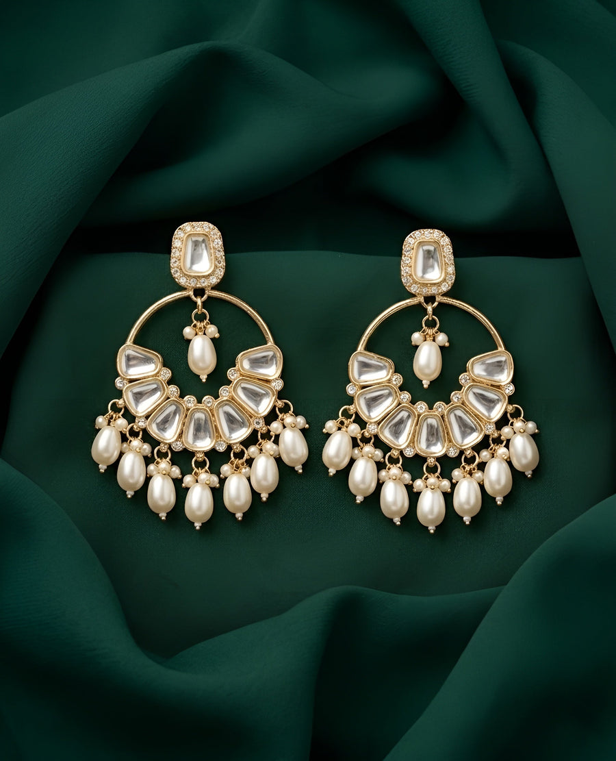 Kundan & Pearl Traditional Ethnic Statement Earrings