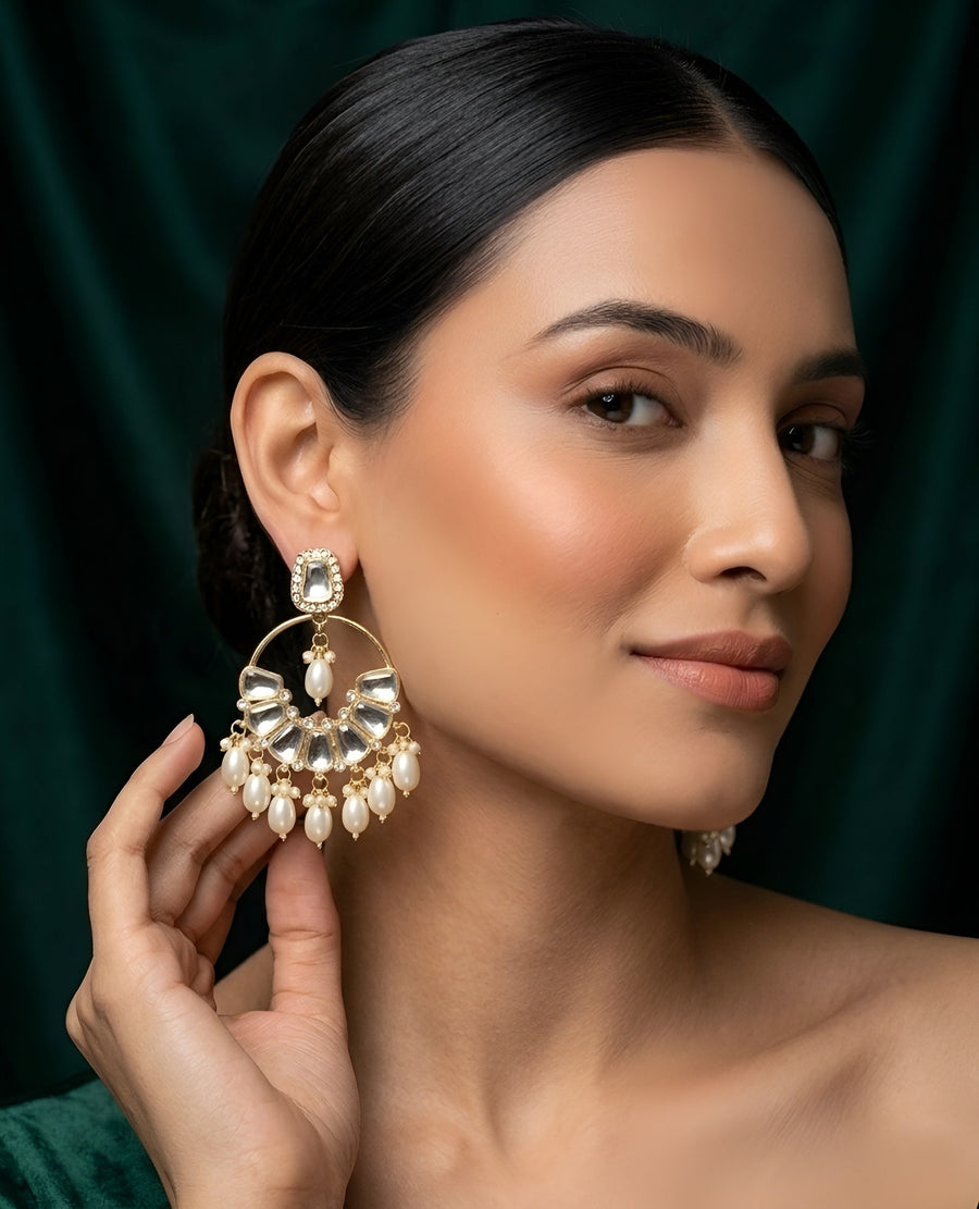 Kundan & Pearl Traditional Ethnic Statement Earrings