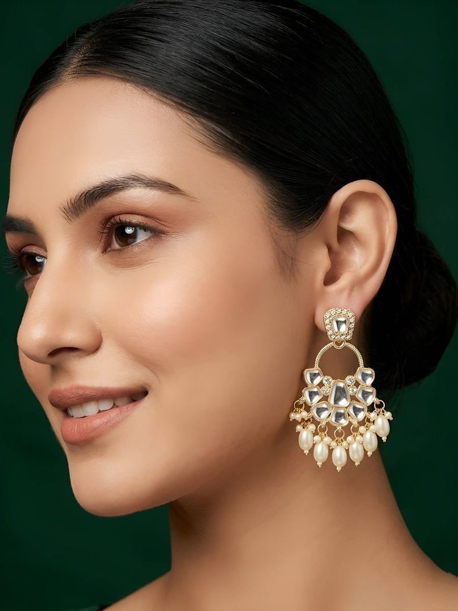 Kundan & Pearl Traditional Ethnic Statement Earrings