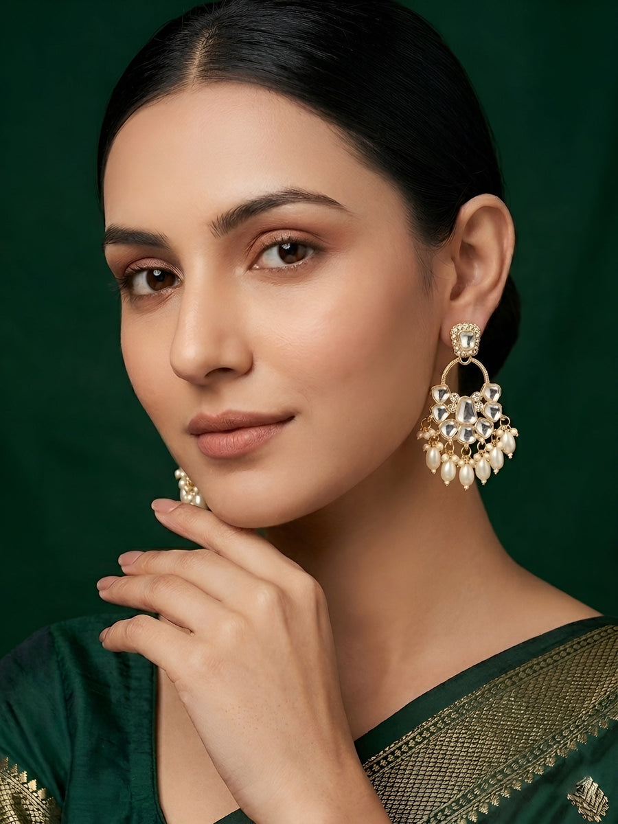Kundan & Pearl Traditional Ethnic Statement Earrings