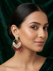 Gold Plated Kundan Drop Earrings