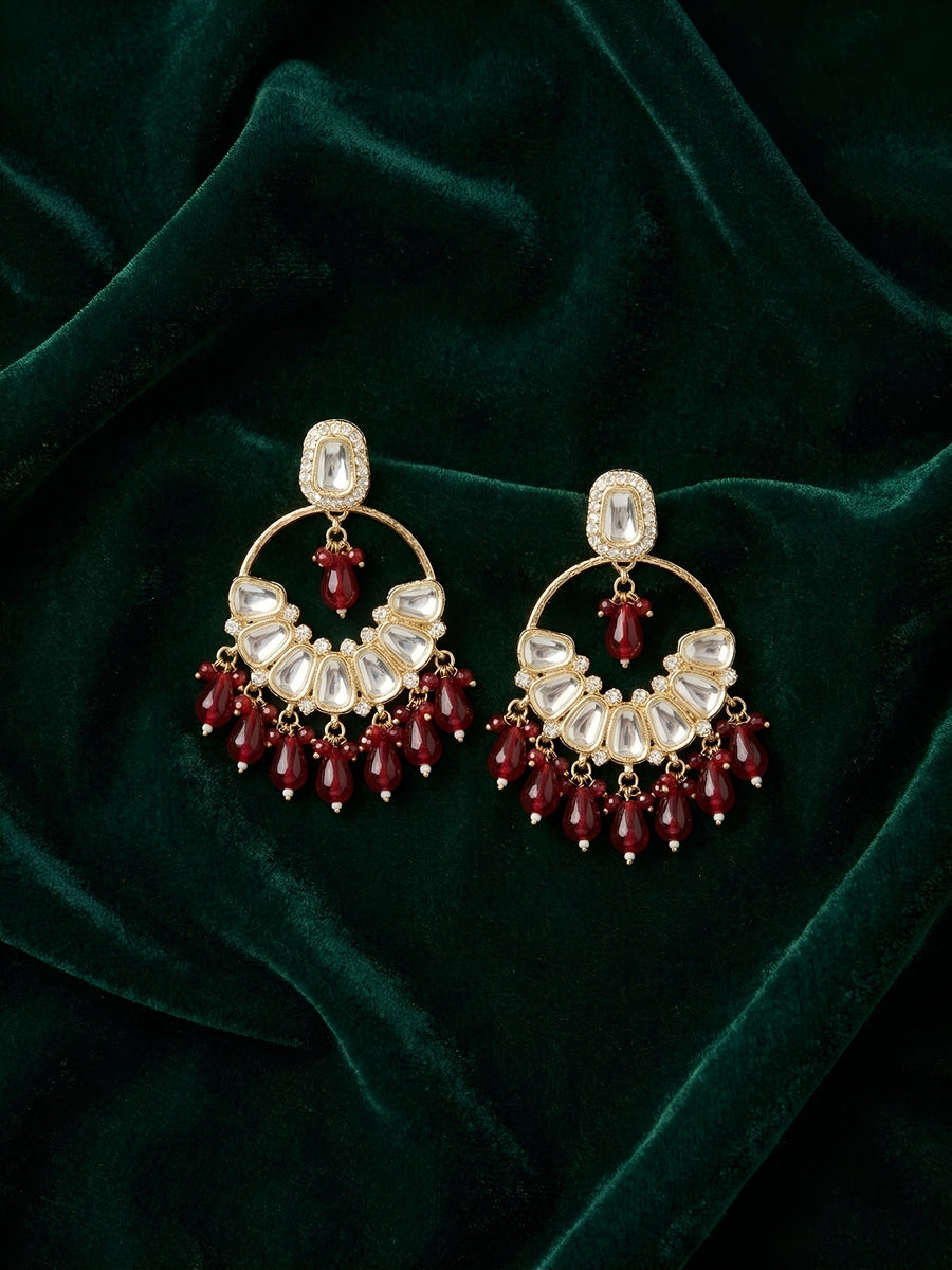 Gold Plated Kundan Drop Earrings