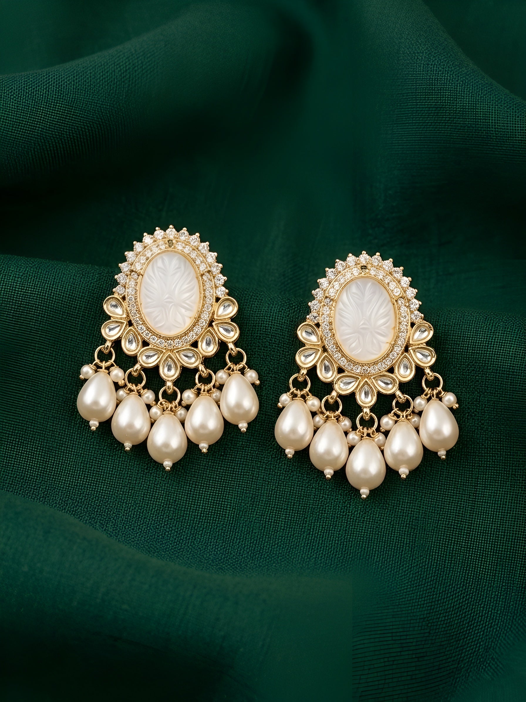 Kundan & Pearl Statement Earrings