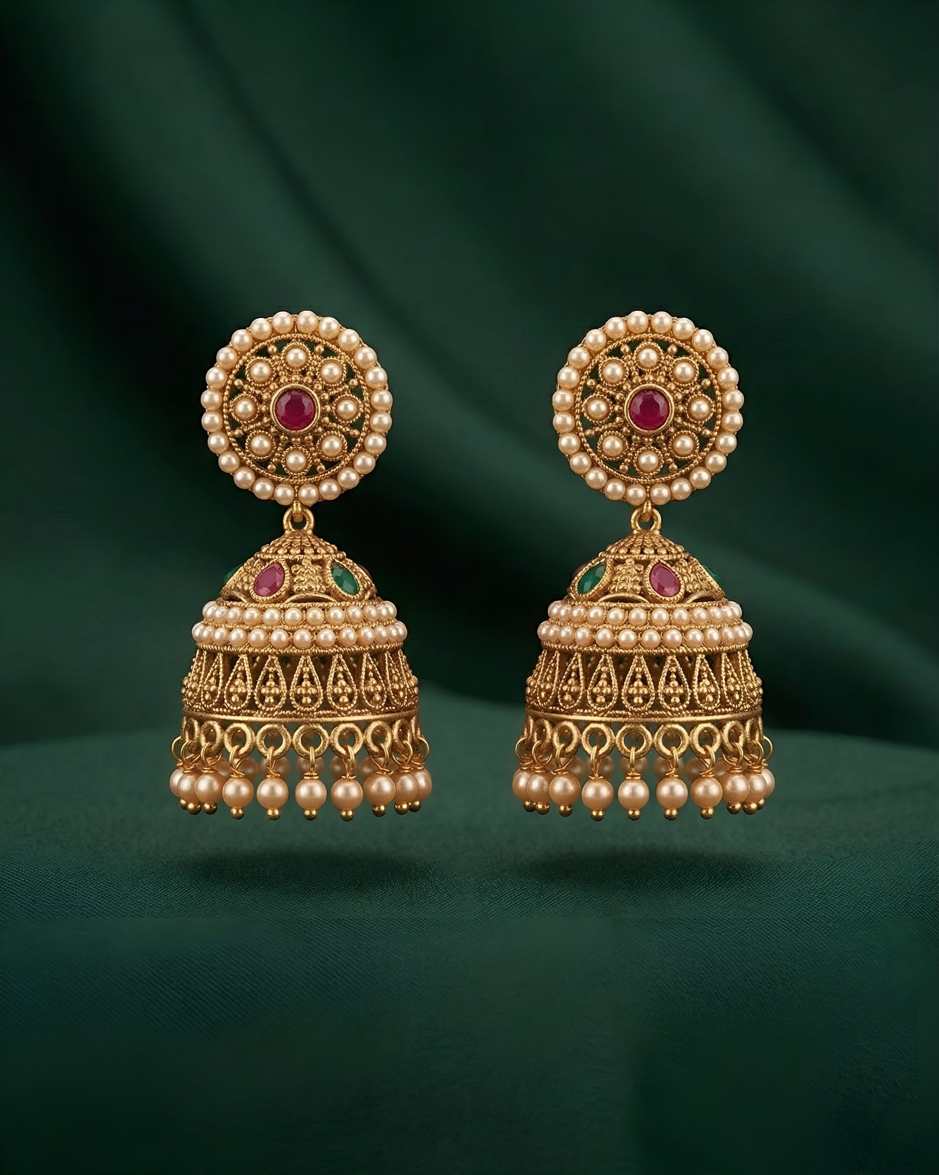 Gold Plated Treditional Fancy Jhumka Earrings
