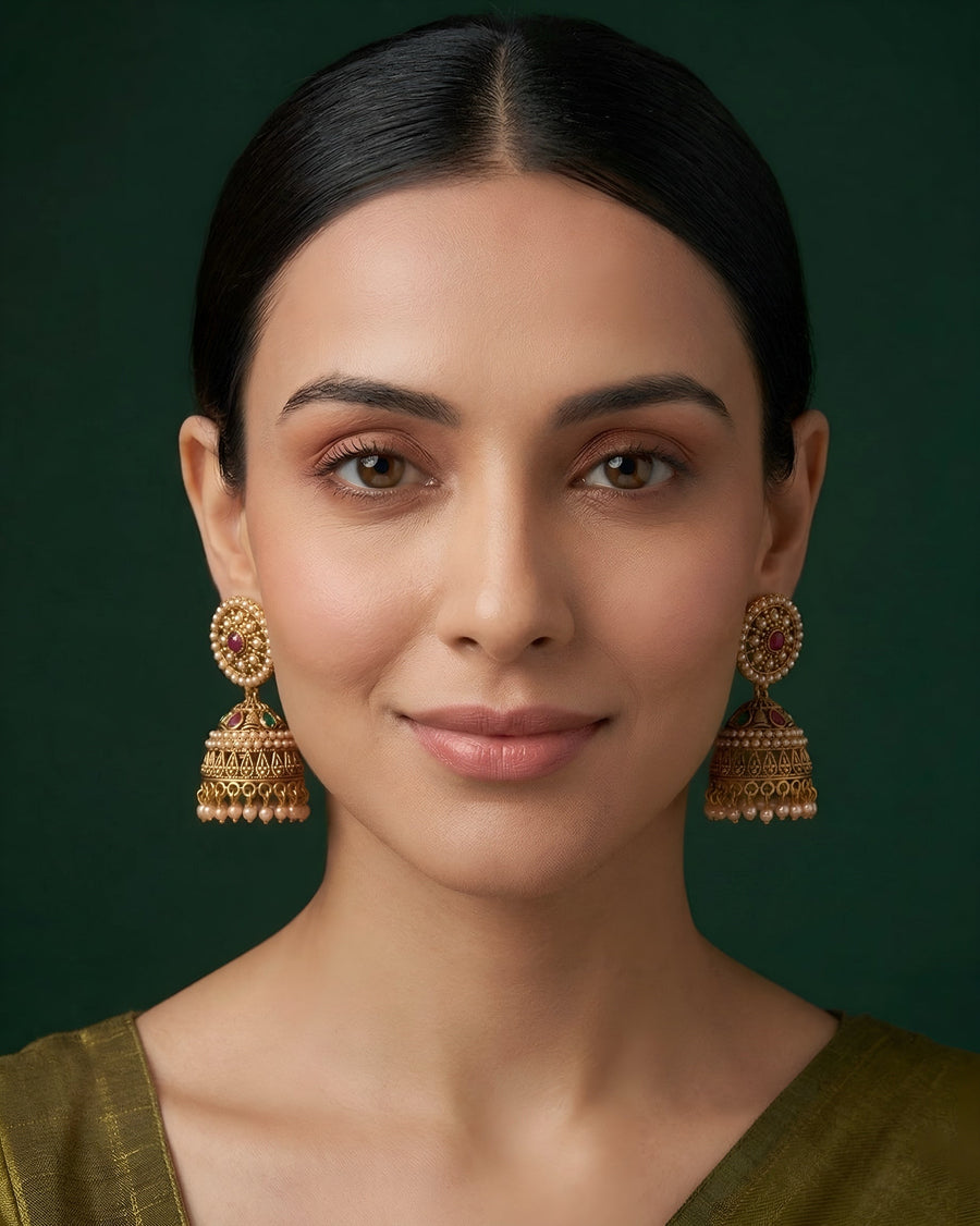 Gold Plated Treditional Fancy Jhumka Earrings