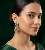 Gold Plated Artificial Pearls & Beaded Jhumka Earrings
