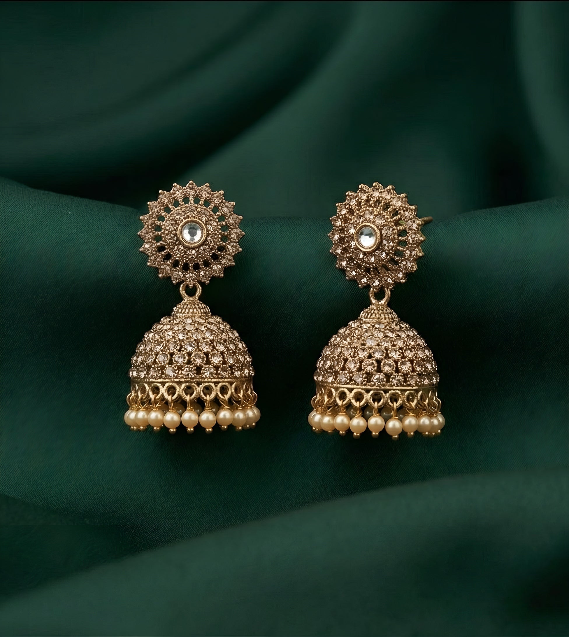 Antique Gold Oxidized Design Jhumki Earrings
