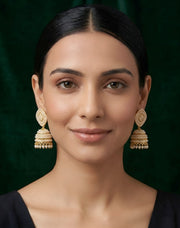 Gold Plated Artificial Pearls & Beaded Jhumka Earrings