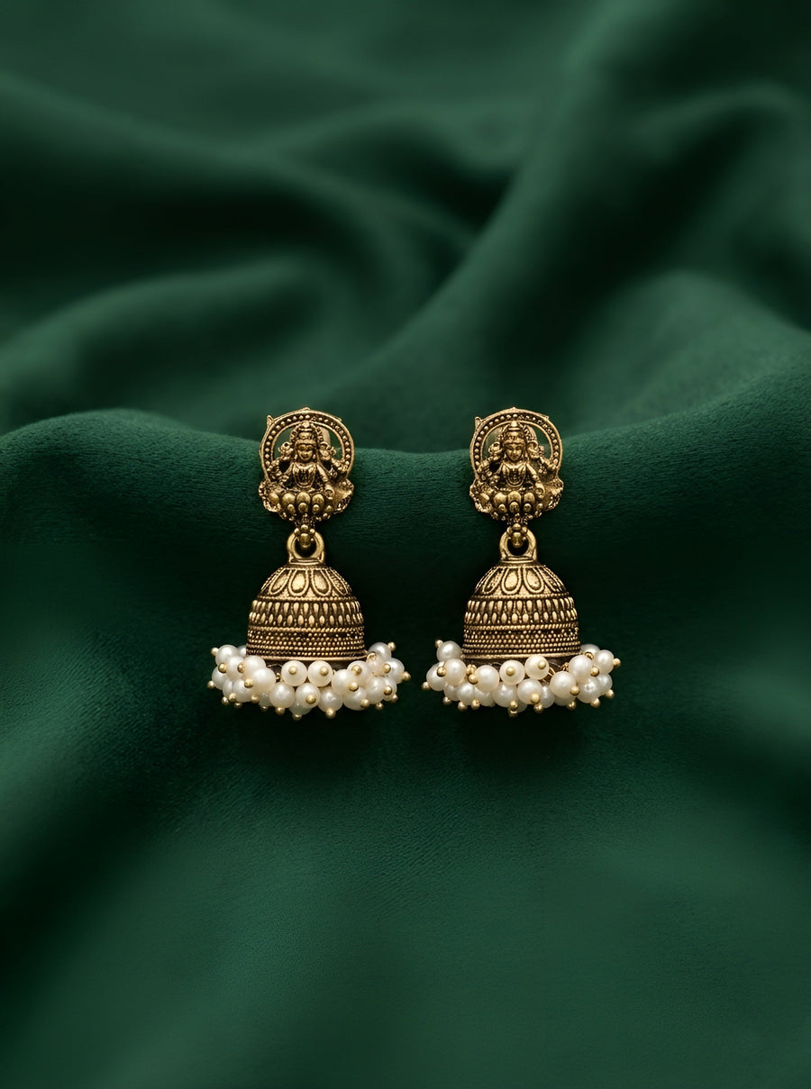 Gold Oxidized With Beaded Beautiful Jhumka