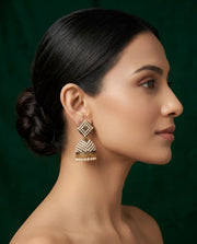 Gold Oxidized With Beaded Indo-Western Jhumki