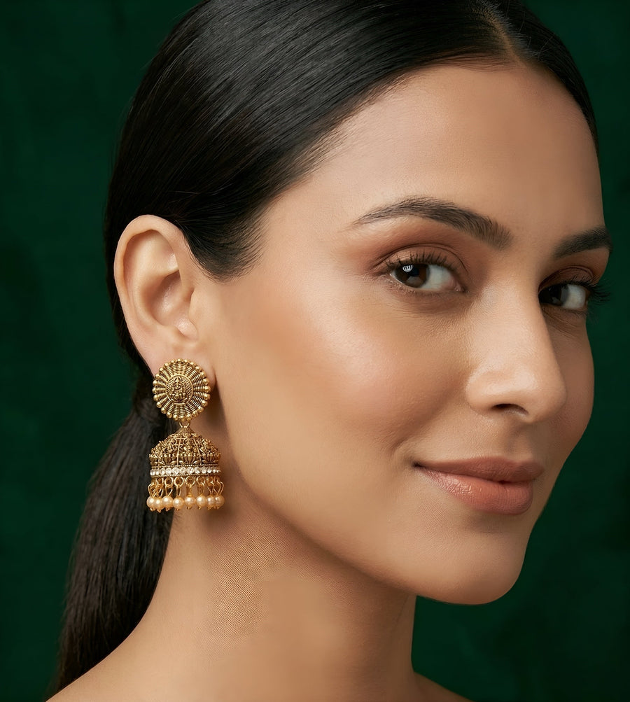 Gold Oxidized Plated Indo-Western Jhumka