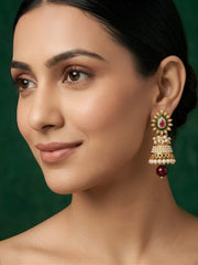 Gold Plated Fancy Beaded Jhumka Earrings
