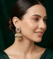 Gold Plated Fancy Beaded  Jhumka Earrings