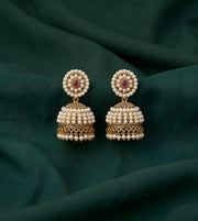 Gold Plated Fancy Beaded  Jhumka Earrings