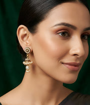 Gold Oxidized With Beaded Indo-Western Jhumki